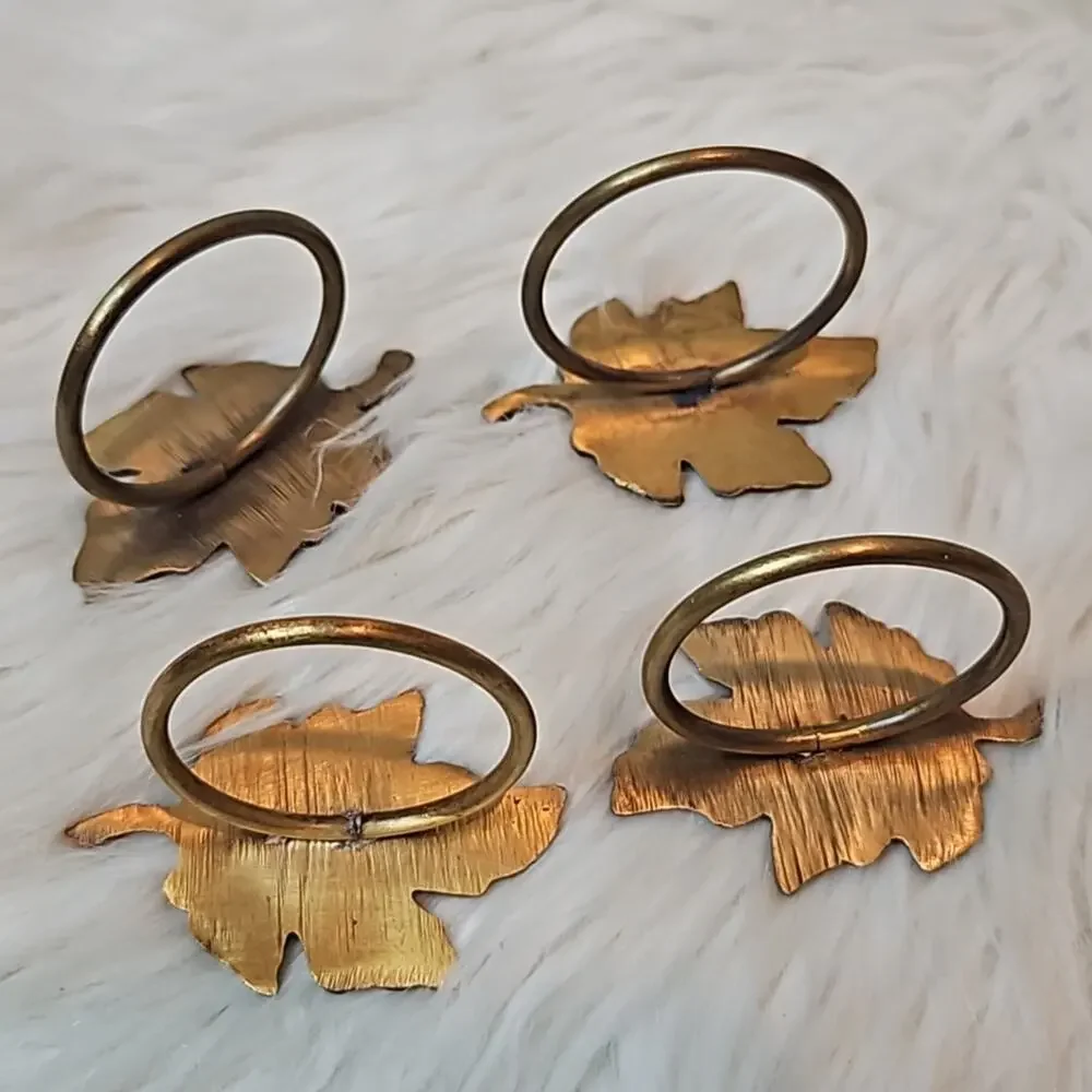 Bronze Metal Maple Leaf Napkin Set of 4